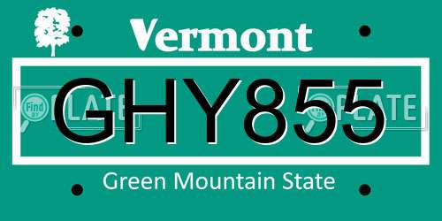 GHY855 Vermont License Plate