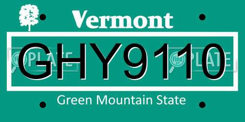 GHY9110 Vermont License Plate