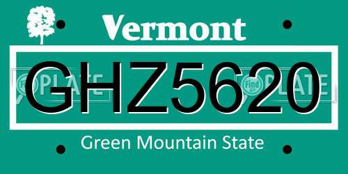 GHZ5620 Vermont License Plate