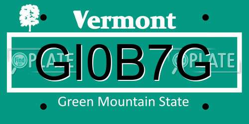 GI0B7G Vermont License Plate