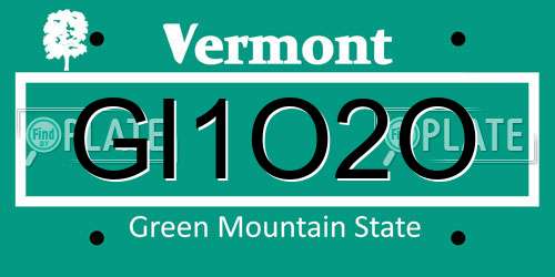 GI1O2O Vermont License Plate