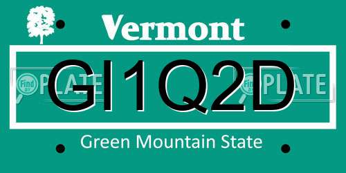 GI1Q2D Vermont License Plate