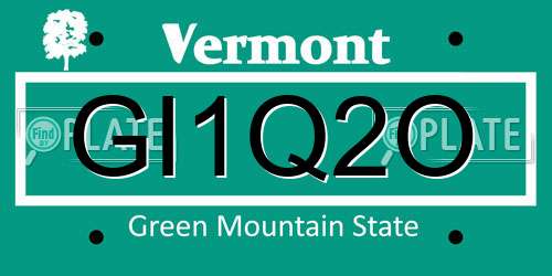 GI1Q2O Vermont License Plate