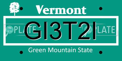 GI3T2I Vermont License Plate