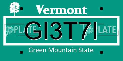 GI3T7I Vermont License Plate