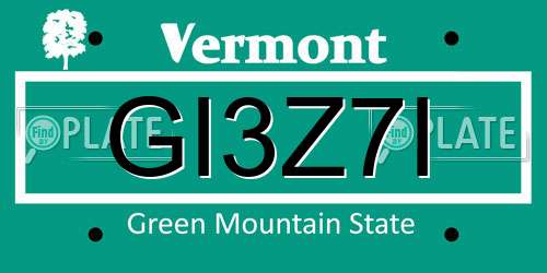 GI3Z7I Vermont License Plate
