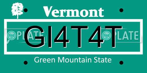 GI4T4T Vermont License Plate