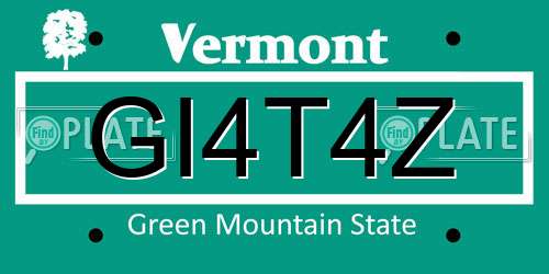 GI4T4Z Vermont License Plate