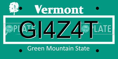 GI4Z4T Vermont License Plate