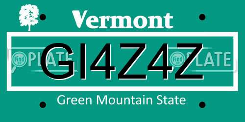 GI4Z4Z Vermont License Plate