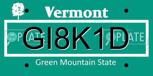 GI8K1D Vermont License Plate