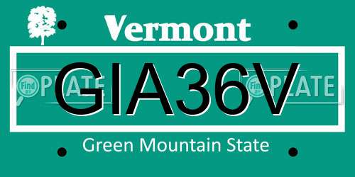 GIA36V Vermont License Plate