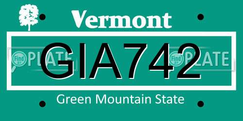 GIA742 Vermont License Plate