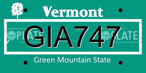 GIA747 Vermont License Plate