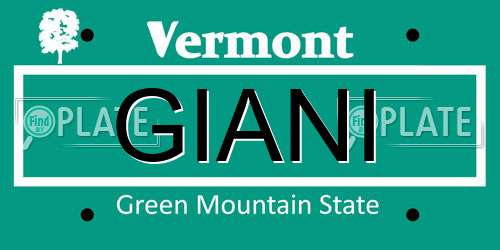 GIANI Vermont License Plate