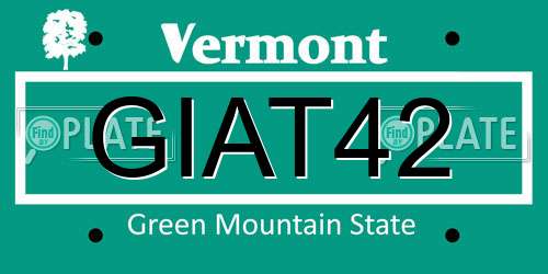GIAT42 Vermont License Plate
