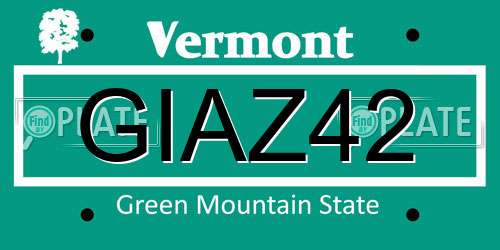 GIAZ42 Vermont License Plate