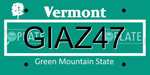 GIAZ47 Vermont License Plate