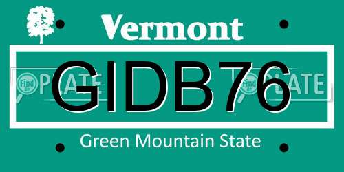 GIDB76 Vermont License Plate