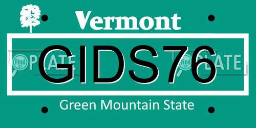 GIDS76 Vermont License Plate