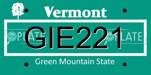 GIE221 Vermont License Plate