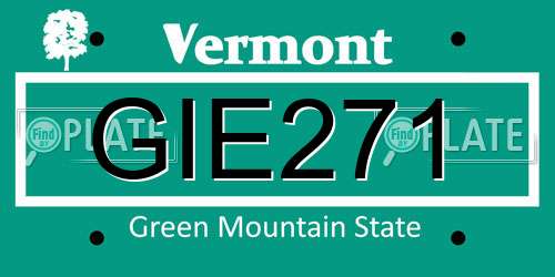 GIE271 Vermont License Plate