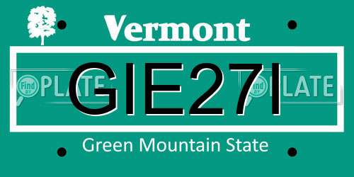 GIE27I Vermont License Plate