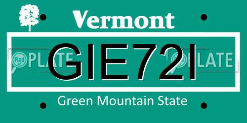 GIE72I Vermont License Plate