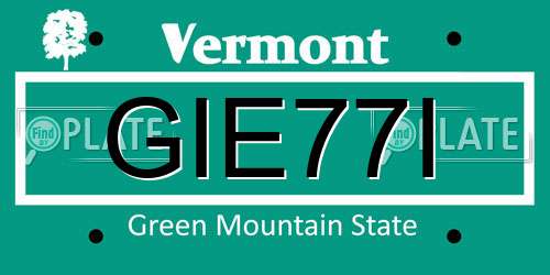 GIE77I Vermont License Plate