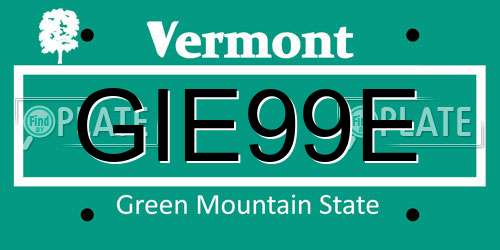 GIE99E Vermont License Plate