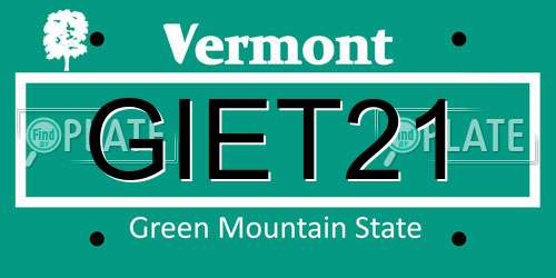 GIET21 Vermont License Plate