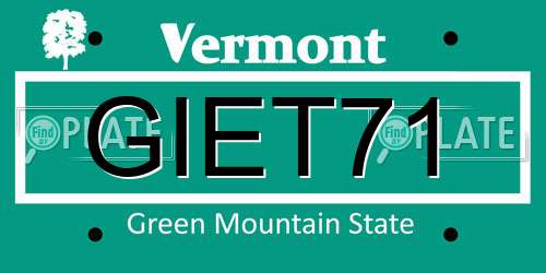 GIET71 Vermont License Plate
