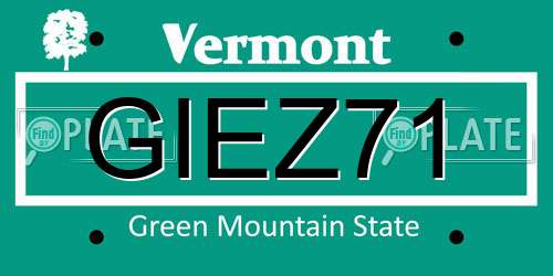 GIEZ71 Vermont License Plate