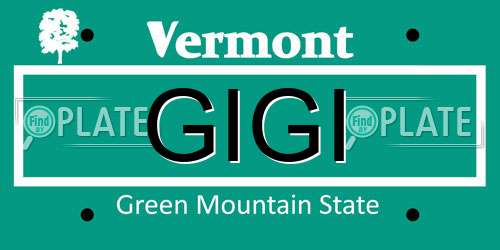 GIGI Vermont License Plate