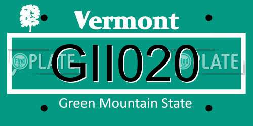 GII020 Vermont License Plate