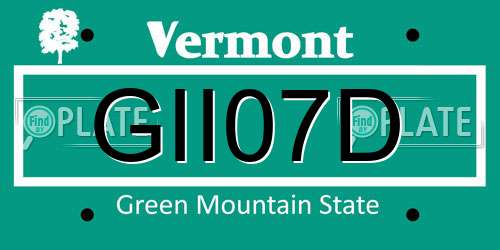 GII07D Vermont License Plate