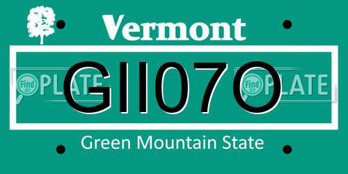 GII07O Vermont License Plate
