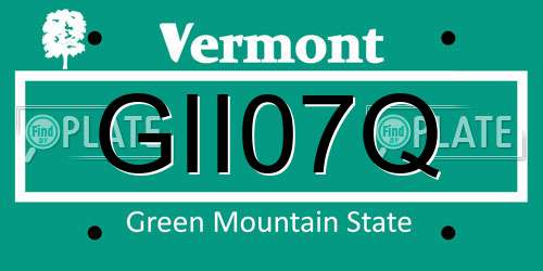 GII07Q Vermont License Plate