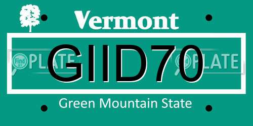 GIID70 Vermont License Plate