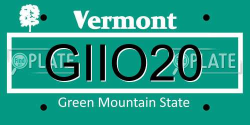 GIIO20 Vermont License Plate
