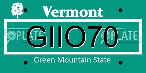 GIIO70 Vermont License Plate