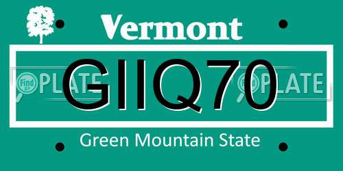 GIIQ70 Vermont License Plate