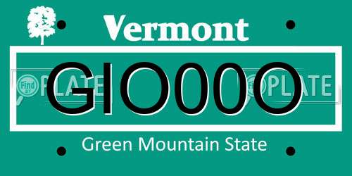 GIO00O Vermont License Plate