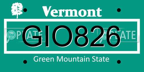 GIO826 Vermont License Plate