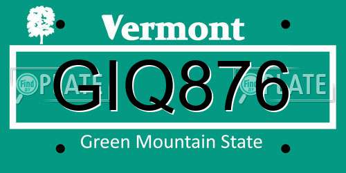GIQ876 Vermont License Plate