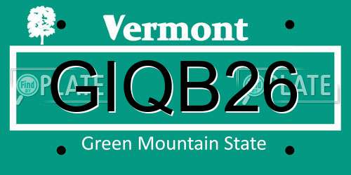 GIQB26 Vermont License Plate
