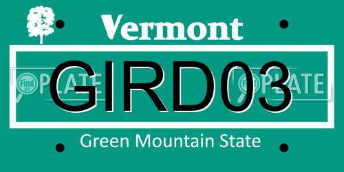 GIRD03 Vermont License Plate