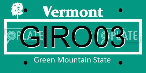 GIRO03 Vermont License Plate
