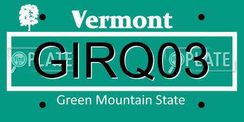 GIRQ03 Vermont License Plate