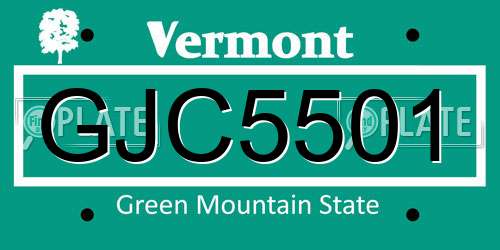 GJC5501 Vermont License Plate